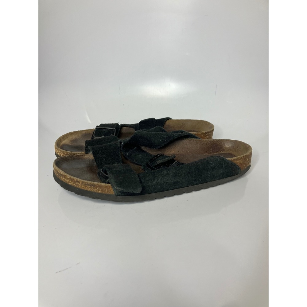 Birkenstock Arizona Sandals Mens‎ 8 ladies 10 black Suede Double Strap Slides